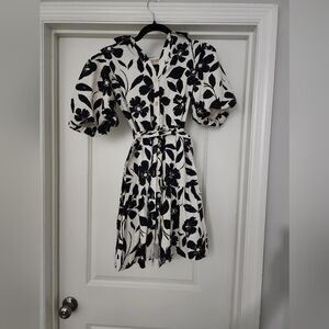 Floral Black and White Dress